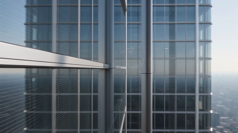 Detail of a glass office tower facade